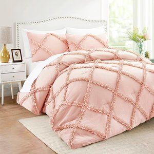 Comforter Set King Size Bedding – 3 Piece Farmhouse Bedding Set Cover Ruffle